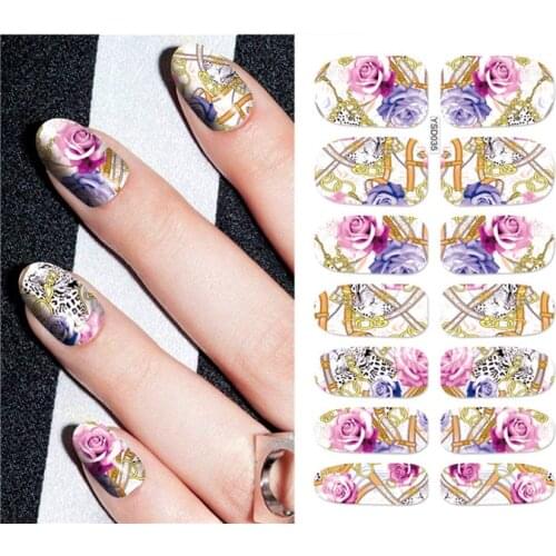 Nail sticker art decoration Rose Lines Grid slider adhesive Water Transfer decals manicure lacquer accessoires polish foil