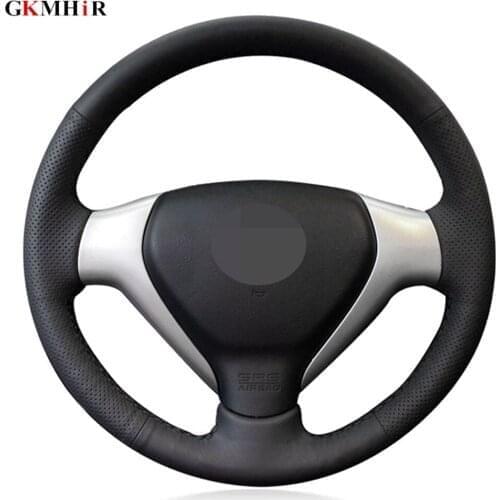 Non-slip DIY Hand-Stitched Black Artifici Leather Car Steering Wheel Cover For Honda City 2007-2008 Fit 2007-2008 Jazz 2007-2008