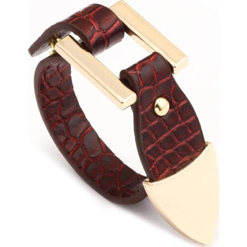 New Glamorous Alligator PU Leather Bracelet For Women Geometric Alloy Bracelets Party Jewelry Christmas Gifts
