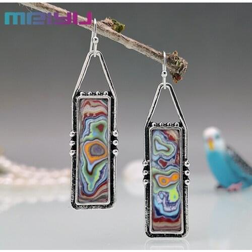 New Colorful Glass Ford Agate Geometry Earrings Bohemian Hippie Craftsman Creative Earrings Charm Women Fashion Jewelrys Gift