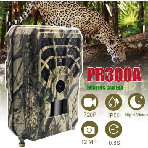PR300A Hunting Camera 12MP 1080P 120 Degrees PIR Sensor Wide Angle Infrared Night Vision Wildlife Trail Thermal Imager Video Cam