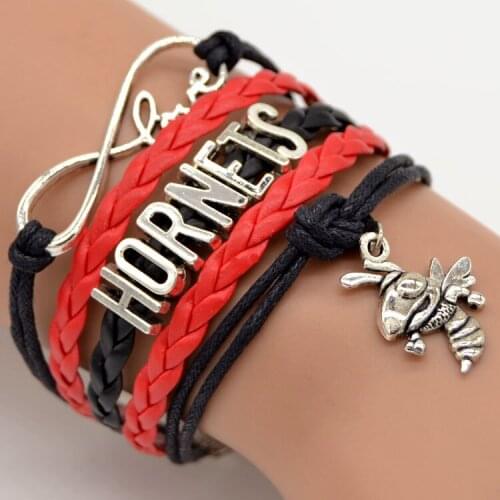 Wholesale Silver Jewelry Silver Alloy Infinity Love Diy New Bracelet HORNETS Cheap Custom Woven Friendship Bracelets