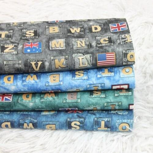 Half Yard Thin Cotton Fabric Northern Europe Imitate Denim Print Handmade DIY Garment Dress Shirt Material 100% Cotton CR-A12