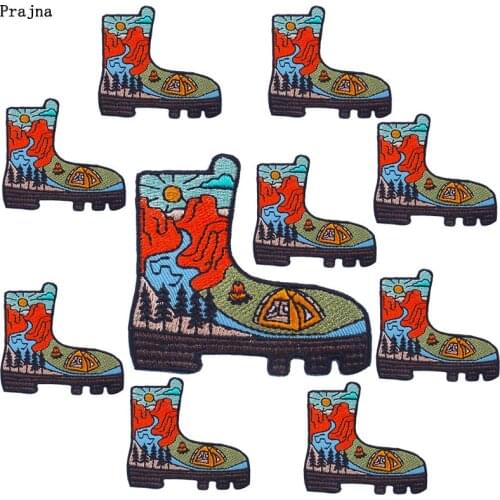 Prajna 10 PCS Outdoor Adventure Patches On Clothes Outdoor travel Boots Patch Iron On Embroidered Patches For Clothing Sticker
