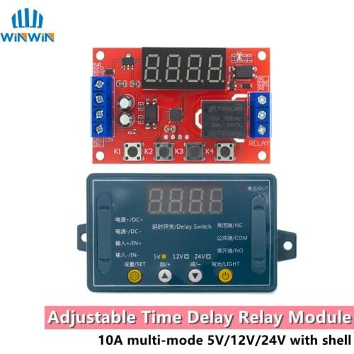 DC 5V 12V 24V 10A Adjustable Time Delay Relay Module with Case 32 Modes LED Digital Timming Trigger Timer Control Switch Pulse