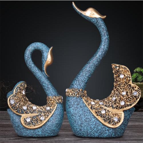 Christmas Birthday Wedding Gift A Couple of Swan Statue Bedroom Decor Accessories Ornament Resin Swan Figurines Garden Sculpture