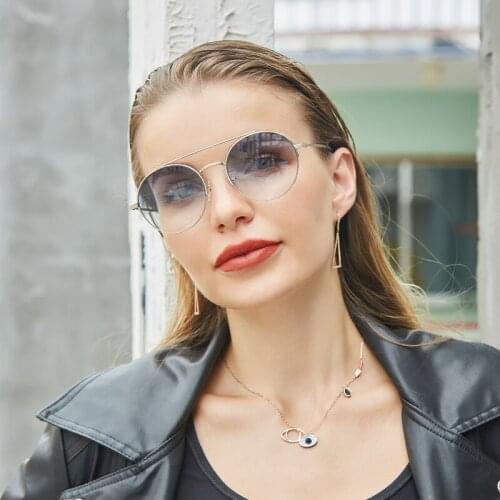 2021 New fashion small round frame sunglasses female trendy net red same style double beam sunglasses for men