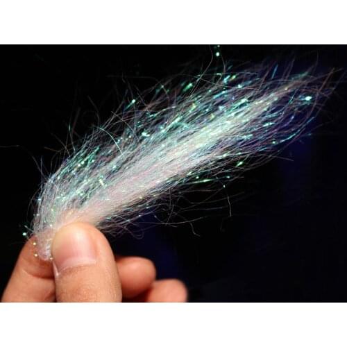 Tigofly 4g/pack Pearl White Ice Dub 9-10cm Long Fly Tying Dubbing Materials Synthetic Sparkle Fibers For Nymph Salmon Trout