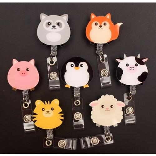 Creative Circle Animal Style Retractable Badge Reel For Nurse&Doctor Card Holder Office&Hospital Supplies Boy&Girl Name Card