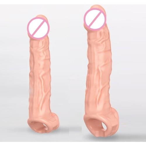 Reusable Penis Sleeve Extender Realistic Penis Condom Silicone Extension Sex Toy for Men Cock Enlarger Condom Sheath Delay
