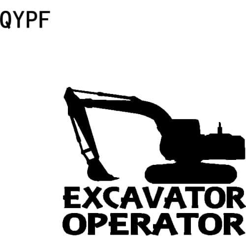 QYPF 15.5CM*12.4CM Personality Vinyl Accessories Excavator Operator Car Sticker Decal Black Silver C15-3220