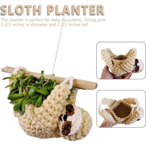 Hanging Flowerpot Sloth Fabric Flower Pot Hanging Crochet Planter Home Decoration Pot Creative Decoration Storage Ornaments