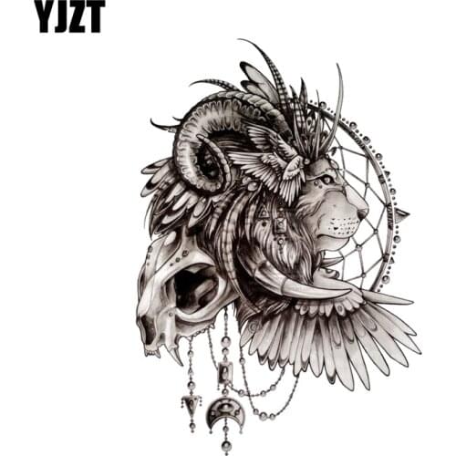 YJZT 11.6CM*13.4CM Funny Tribal Lion Skull PVC Motorcycle Car Sticker 11-00639