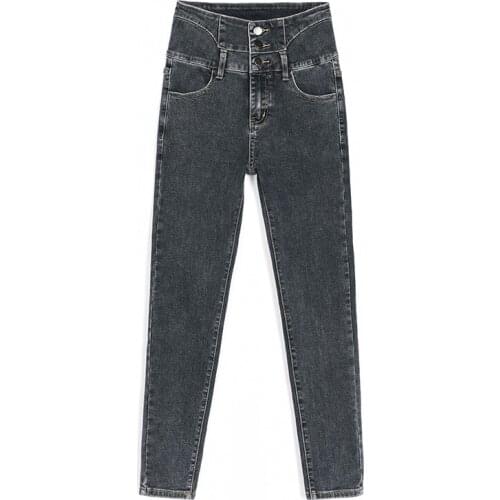 Ff8502 2019 new autumn winter women fashion casual Denim Pants High waist streetwear womens jeans