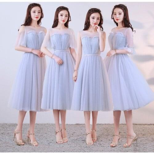 Perfect A line Blue Chiffon Bridesmaid Dress 2019 for Women Plus Size Wedding Fashion Dresses for Guests
