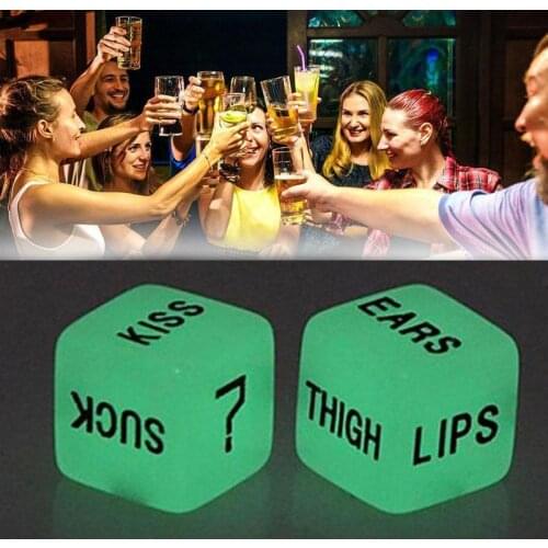1 Pair Luminous Dice Luminous Toy Adult Couple Lovers Auxiliary Game Game Party Table Toy Valentine’s Dice Gift Day Y8X2
