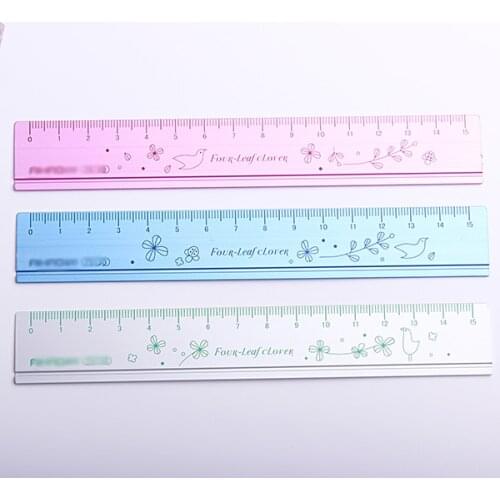 1PC Simple style straight rulers 3 colros Aluminum ruler School stationery study tools Student supplies (ss-1629)