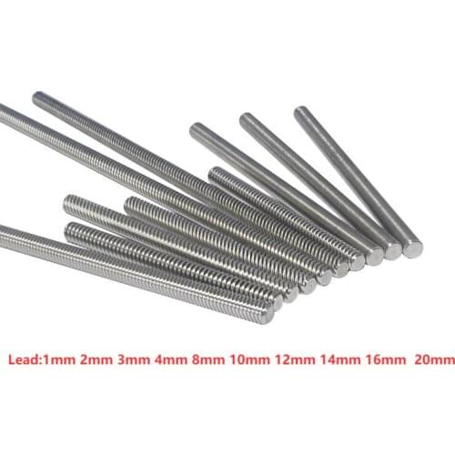 304 stainless steel T8 screw length 800mm lead 1mm 2mm 3mm 4mm 8mm 10mm 12mm 14mm 16mm trapezoidal spindle screw 1pcs