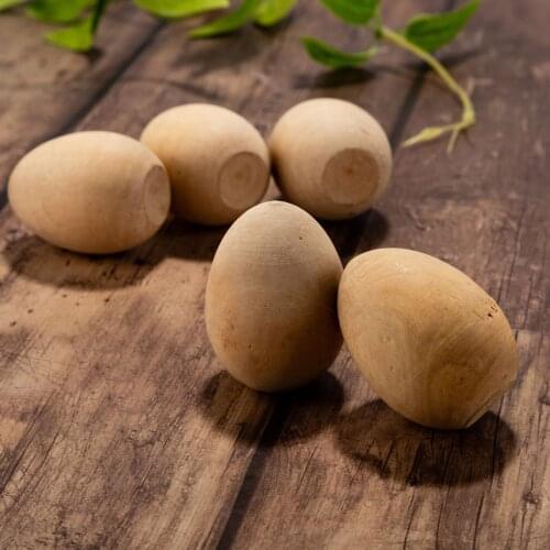 10Pcs Large Wooden Eggs Easter DIY Unfinished Wood Egg Handmade Bottom Wooden Teething Toys Nurse Gifts Baby Kid Child Teether