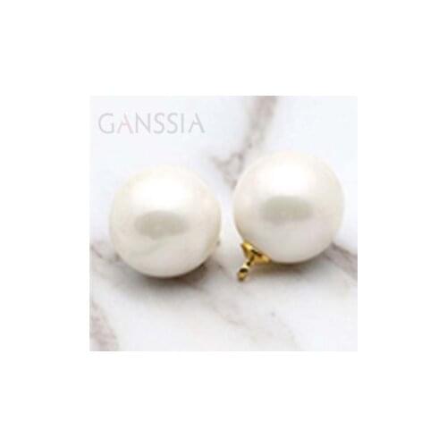 10pcs/lot Size:10mm&12mm Exquisite White Circular Resin Pearl Gold Shank Button for Clothes Decorative Sewing (SS-2269)