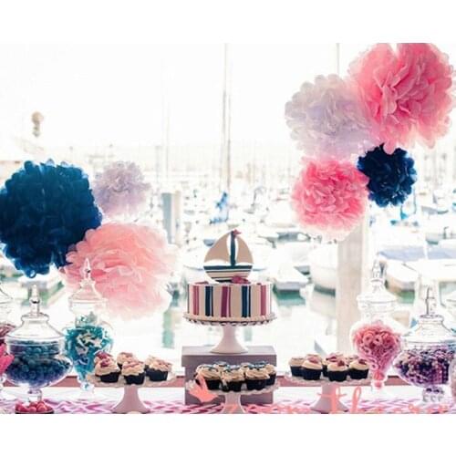 20pcs 6" 8" 10"12''(15 20 25 30cm) decorative Tissue Paper Pom Poms Mix Color Flower Balls Pompom Wedding party home Decoration