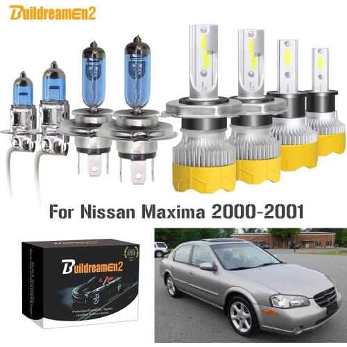 Buildreamen2 4 Pieces Car Headlight Hi/Lo Beam + Fog Light H4 H3 Auto LED Halogen Bulb Headlamp 12V For Nissan Maxima 2000 2001