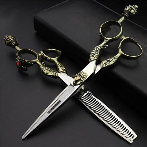 6 Inch New Japanese 440c Professional Hair Salon Scissors Barber Scissors Set Thinning Scissors Haircut Set precision scissors