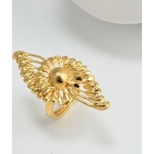 Annayoyo 24K Gold Jewelry ring for Women Ethiopian African Dubai indian Ring Party love ring bridal wedding Gifts