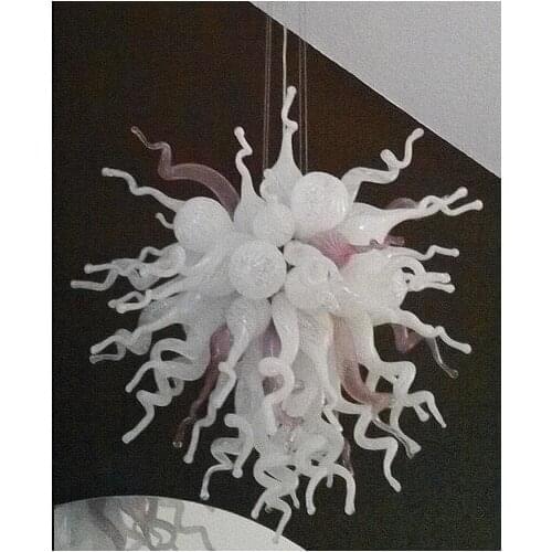 White Glass Flower Shape Ceiling Lamps LED Bulbs Hand Blown Glass