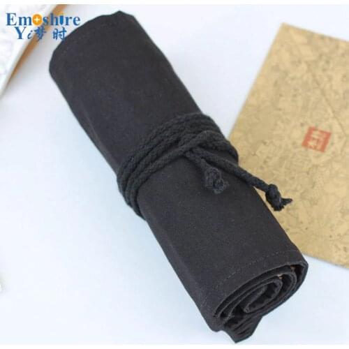 Black Pencil Case School Supplies Canvas Stationery Gift Large Capacity Pencil Box Pen Case Pencil Bag Penalty B051