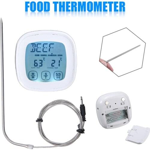 Digital BBQ Meat Thermometer Grill Oven Thermometer With Timer Stainless Steel Probe Cooking Kitchen Thermometer