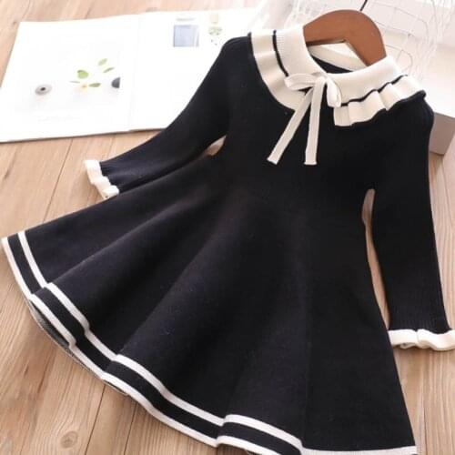 Baby Sweater Dress 2020 Autumn Winter Girls Knitted Wool Dresses Bow Girls Princess Dresses Cute Kids