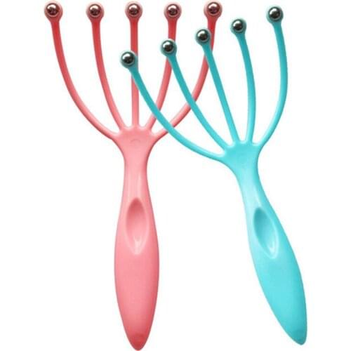Head Scalp Neck Massager Comb Roller Five Finger Claws Steel Ball Hand Held Relax SPA Hair Care for hair growth Stress Relief