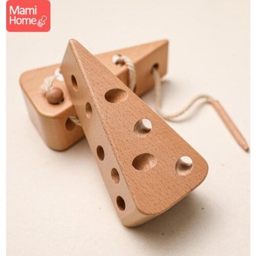 1Set Activity Wooden Cheese Toys Travel Lacing Game Early Learning Educational Block Puzzles Montessori Teaching Aids Toy Gifts
