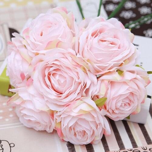 9cm Artificial Rose Flower Head High Quality Artificial Rose Fake Flower for Wedding Party Bride Bonquet Home Outdoor Decoration