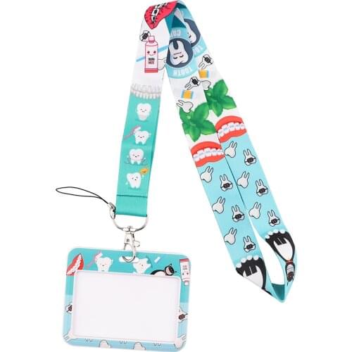 JF726 TOOTH CARE Doctor Nurse Neck Strap Lanyards Keychain Holder ID Card Passport Hanging Rope Lariat Lanyard Dentist Gift