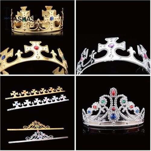 King Queen Headdress Crown Birthday Cosplay Adjustable Festival Makeup Dancing Party Supplies PT