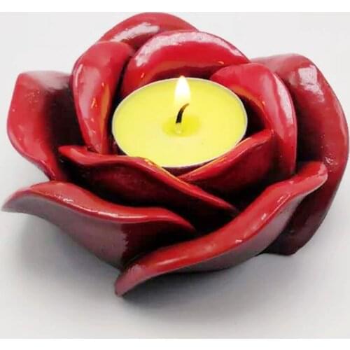 Creative rose candle holder silicone mold handmade resin plaster craft mold interior decoration tool