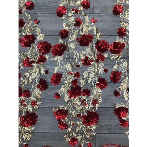 Beautiful gold sequins with flower sequin embroidery French tulle lace cute fashion skirt design fabric