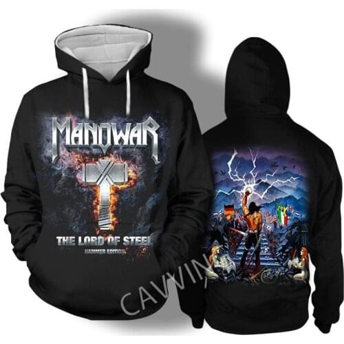 HOT!! New Arrival Women/Mens 3D Print Manowar Band Hoodies Hooded Sweatshirts Harajuku Hoodie Sweatshirts Tops Clothing