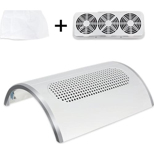 Powerful Nail Suction Dust Collector Low Noisy 3/1 Fans Strong Nail Vacuum Cleaner with 2 Dust Collecting Bag Nail Art Equipment