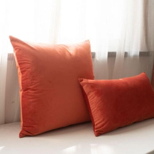 Soft Velvet Pillowcase Cushion Cover Orange Tangerine Bed Sofa Chair Pillow Cover No Balling-up Without Stuffing