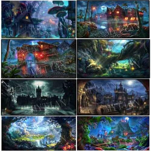 New full square/round 5ddiy diamond painting fantasy art wonderland Castle,forest scenery Embroidery pattern cross stitch mosaic