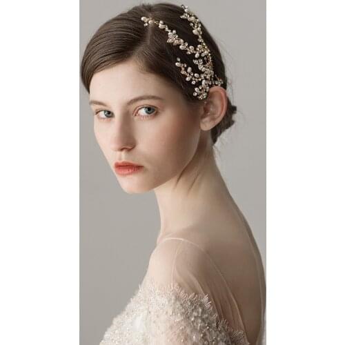 Romantic Sweetheart Bridal Headdress Alloy Crystal Rhinestone Pearl Hair Comb for Wedding Perform Studio Travel Photo O379