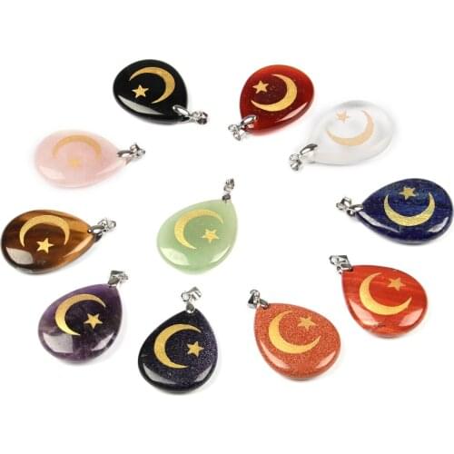 Natural crystal Creative obsidian Pendant Islam Choker charms necklace Newest Water drop accessories origin jewelry components