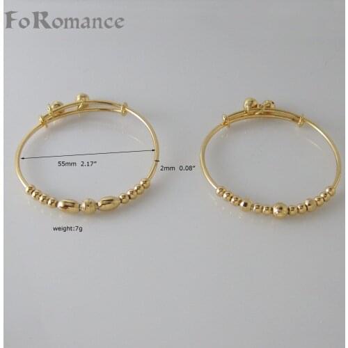 GREAT GIFT PLAIN BAND MANY ROUND AND OVAL BALLS BANGLE FOR YOUTH OR KIDS DIAMETER 2.17" - YELLOW GOLD GP OVERLAY