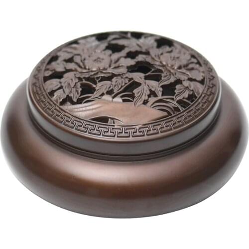 Peony Hibiscus Cameo Metal Blue Brass Copper Box Coils incense Zinc Alloy Censer Thurible burner Coil Incense burner Incensory