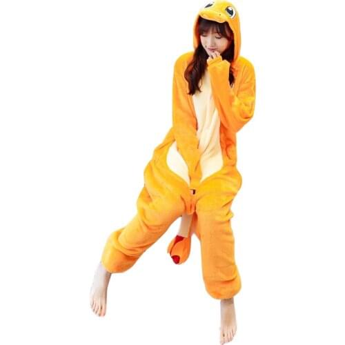 Kigurumi Fire Dinosaur Dragon Pajamas Adults Animal Onesies Winter Sleepwear Women Men Flannel Nightwear Cosplay Costumes