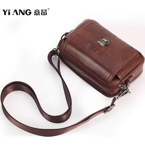 Genuine Leather Male Waist Belt Phone Bags Male Mini Shoulder Messenger Bag Crossbody Money Pouch Male Waist Bags Money Wallet