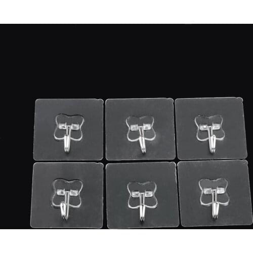 6pc Strong Transparent Wall Hanger Rack Space Saver Waterproof Adhesive Hook Heavy Load Sucker Rack Bathroom Kitchen Hook Hanger